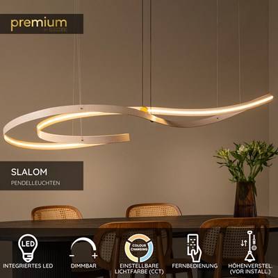 Lucide SLALOM - Pendelleuchten - LED Dim. - CCT - 1x80W 2200K/4000K - Beige | Premium